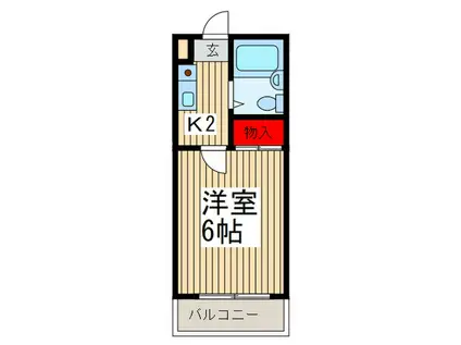 中浦和アローハイツ(1K/2階)の間取り写真