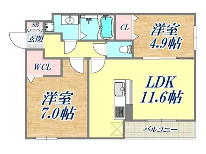 グレイスコート本山中町(2LDK/1階)の間取り写真