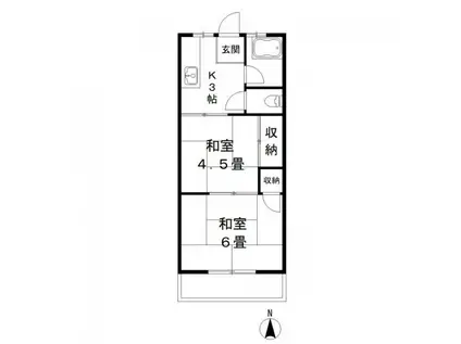 第1小野田ハイツ 2号棟 2階(2K/2階)の間取り写真