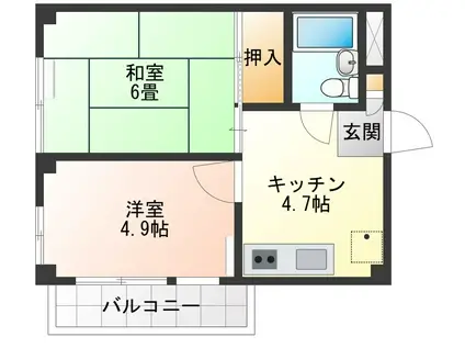 サクシードホームナミキ(2K/2階)の間取り写真