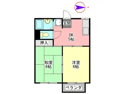 粟野ハイツ(2DK/2階)の間取り写真