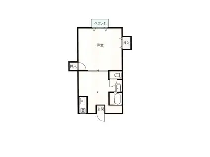 スカイハイツII(1K/2階)の間取り写真