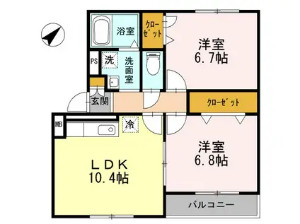 コアロードII(2LDK/1階)の間取り写真