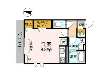 D-ROOM中桜塚(ワンルーム/1階)の間取り写真