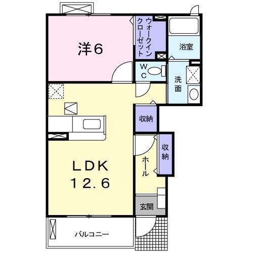 アネモスI(1LDK/1階)の間取り写真