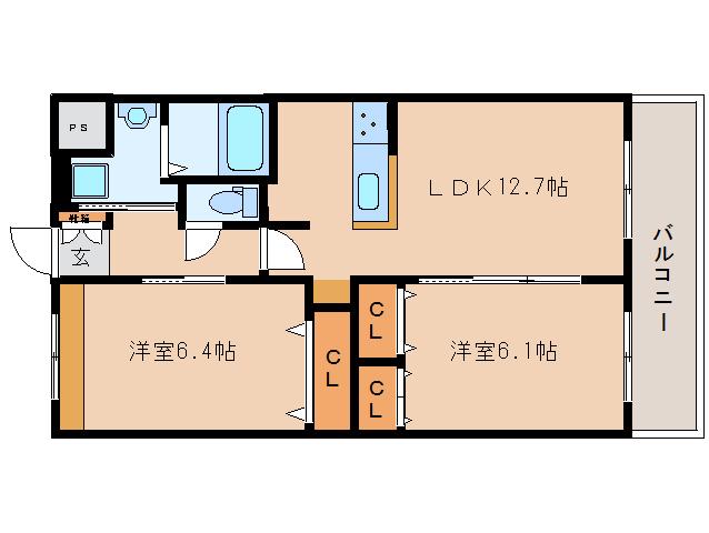 グランクレア(2LDK/2階)の間取り写真