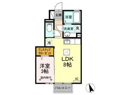 プランタン富久山(1LDK/1階)の間取り写真