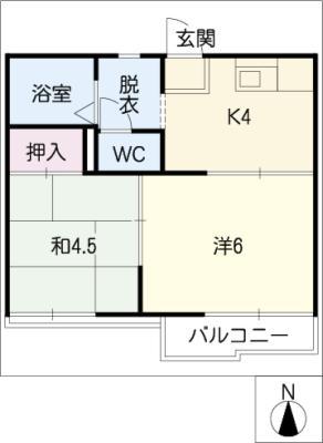 フォーブル多加木(2K/2階)の間取り写真