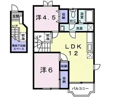 サニーハートI(2LDK/2階)の間取り写真