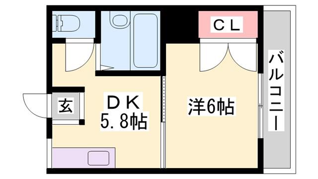 ヒューマンハイツII(1DK/2階)の間取り写真
