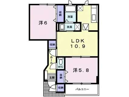 アメニティハウスアサヒA(2LDK/1階)の間取り写真