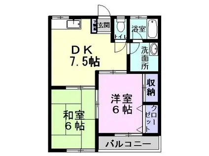 ロイヤルコーポ(2DK/2階)の間取り写真