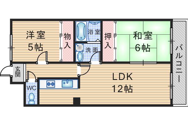 サニーセトル(2LDK/1階)の間取り写真