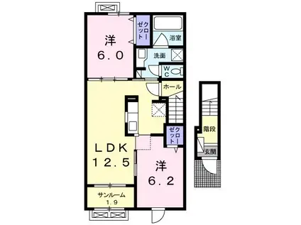 ルポール1番館(2LDK/2階)の間取り写真