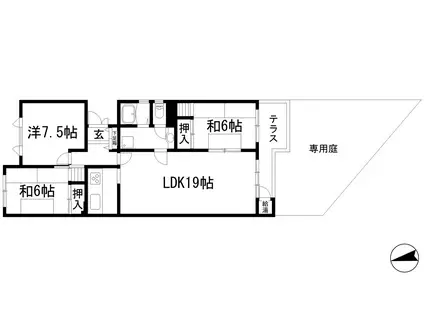 ライブタウン仁川(3LDK/1階)の間取り写真