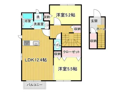 パス・ビエント A(2LDK/2階)の間取り写真