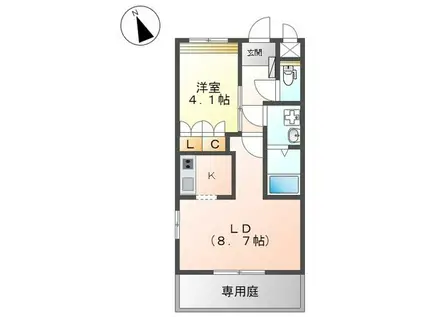 プランドール(1LDK/1階)の間取り写真