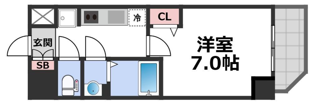 プレサンス天王寺デルニエ(1K/6階)の間取り写真