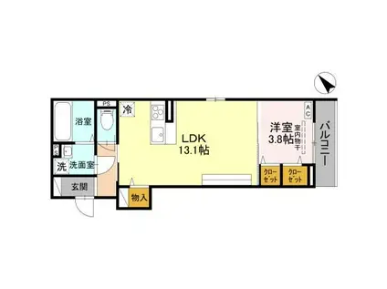 D-ROOM川端町(1LDK/2階)の間取り写真