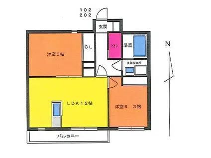 リジェールアントルポ(2LDK/2階)の間取り写真