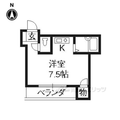 サンシャインシルク嵯峨(ワンルーム/2階)の間取り写真