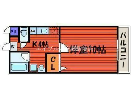 サニーコスモII(1DK/1階)の間取り写真