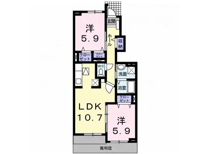 サンリット I(2LDK/1階)の間取り写真