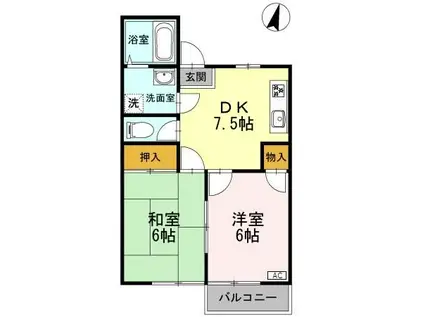 ファミール花かいどう(2DK/1階)の間取り写真