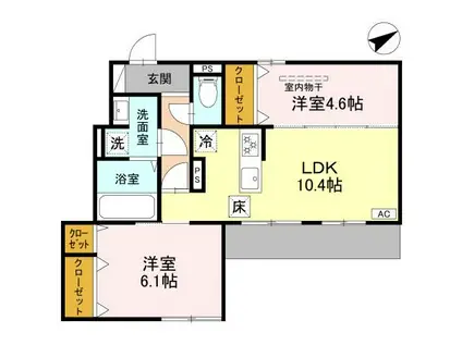 ソリッソ大久保町西嶋(2LDK/1階)の間取り写真