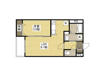 月光福山東壱番館(1LDK/3階)の間取り写真