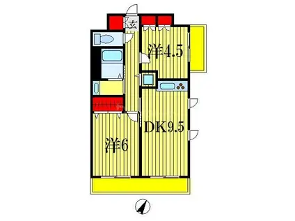 パークアクシス西船橋本郷町(2DK/5階)の間取り写真