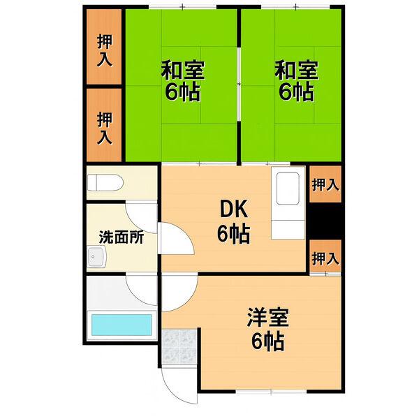 プランドゥ柳川(3DK/2階)の間取り写真