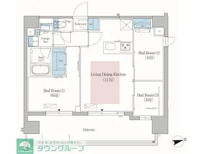 アーバネックス北上野(3LDK/11階)の間取り写真