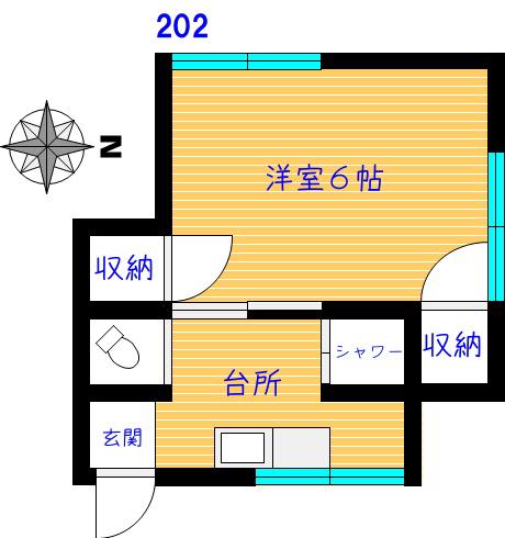谷口荘(1K/2階)の間取り写真