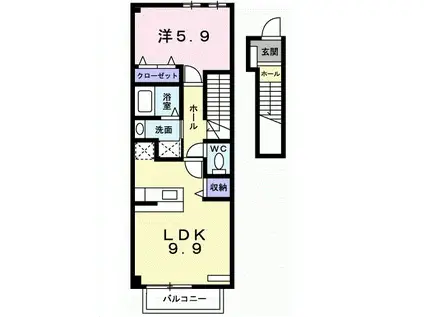 シャン・ミリュ- IA(1LDK/2階)の間取り写真