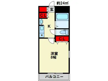19-CUBE(1K/2階)の間取り写真