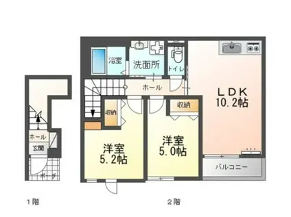 シティ綾井(2LDK/2階)の間取り写真
