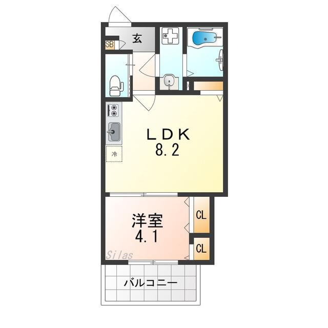 ジーメゾン岸和田ラクセル(1LDK/3階)の間取り写真