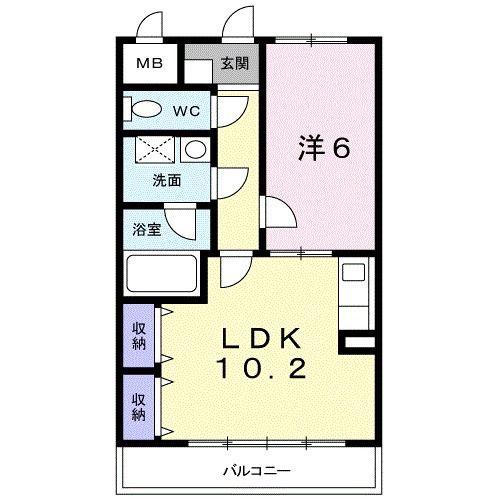 エレガントヒルズ2号館(1LDK/1階)の間取り写真