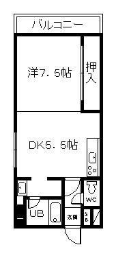 8条ビル(1DK/4階)の間取り写真