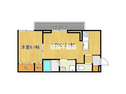 ロイヤルタウン八戸(1LDK/2階)の間取り写真