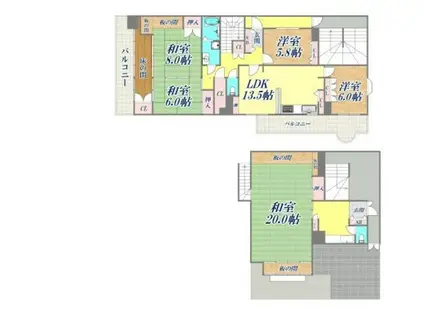 ベルエアー弓ノ木I(5LDK/1階)の間取り写真