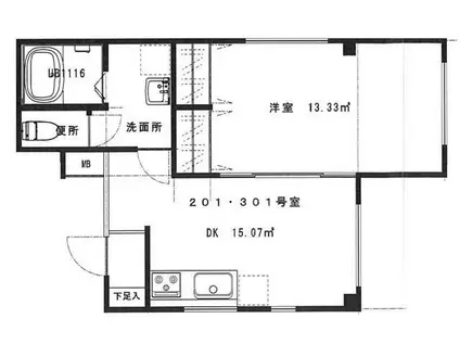 シャルム宮原(1DK/3階)の間取り写真