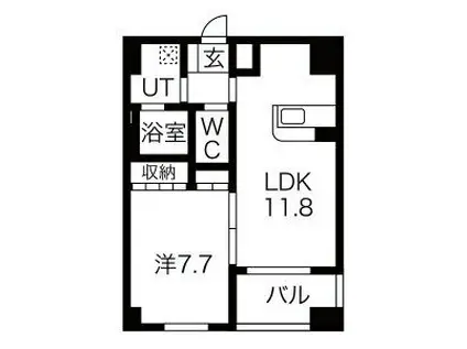 エスライフ浄水駅前(1LDK/5階)の間取り写真