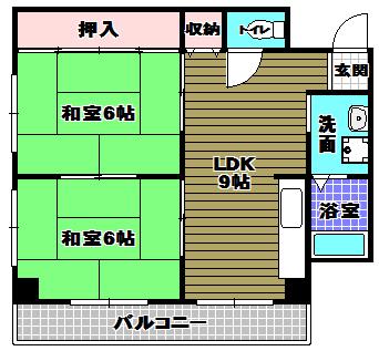 金剛東マンション(2LDK/2階)の間取り写真