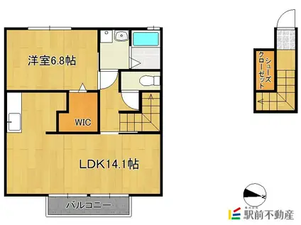 リッチ カトレア(1LDK/2階)の間取り写真