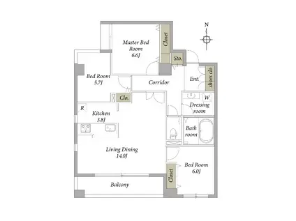 グランドール荻窪(3LDK/2階)の間取り写真