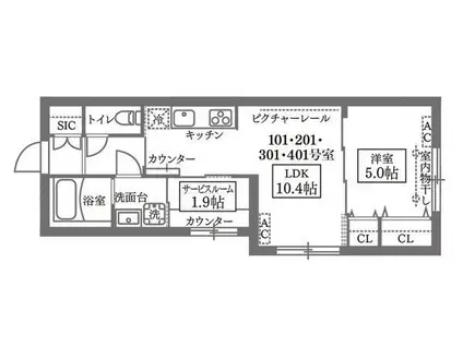 COCOCUBE GRANDE学芸大学(1SLDK/3階)の間取り写真