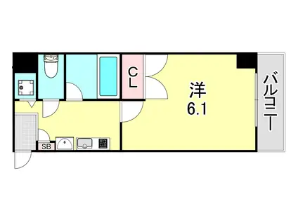 グランデ・アステール芦屋(1K/2階)の間取り写真