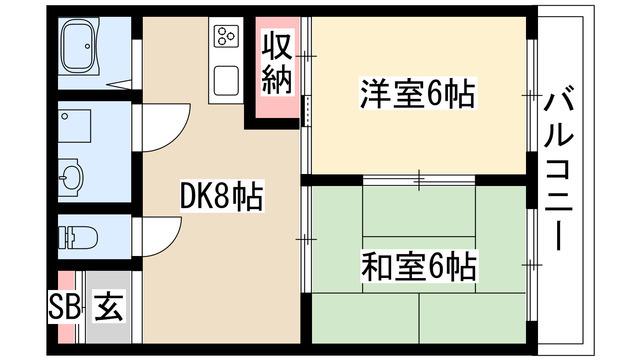 第2マルカネビル(2DK/4階)の間取り写真